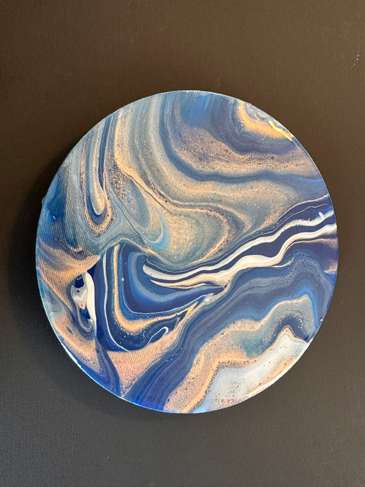 Blue Rose Gold Fluid Art